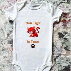 New Tiger in Town 100% Cotton Baby Unisex Onesie | Multiple Sizes | Design E